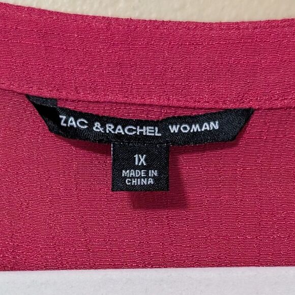NWT Zac & Rachel Woman Deep Claret long sleeve button front blouse size 1X Plus - Picture 3 of 8